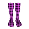 thumbnail image 5 of Rateoe Purple Black Buffalo Plaid print Women's Men's Novelty 20in Crew Socks Cotton Socks Knee High Socks for Walking,Running,Nurses,Pregnancy-One Size, 5 of 8