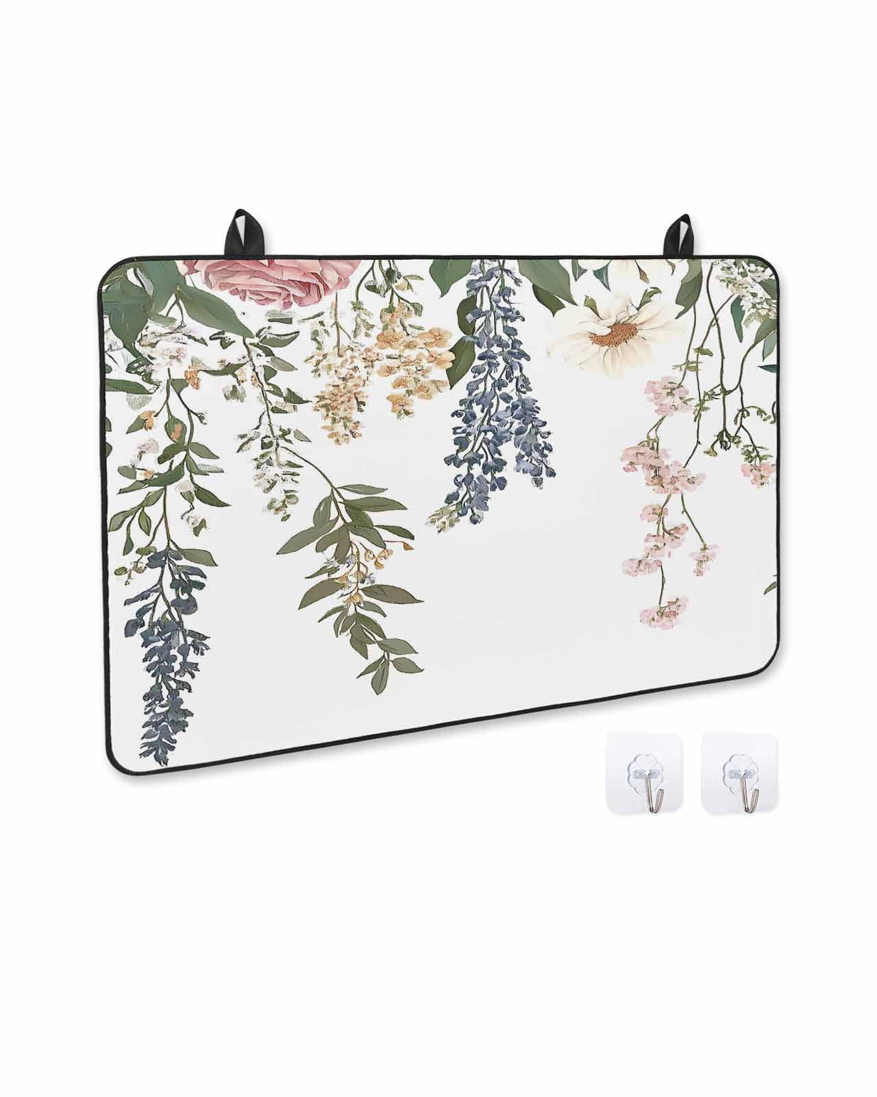 nqOlkjepod Large Induction Cooktop Protector Mat 24"x21", Vintage Eucalyptus Stove Top Covers for Electric Stove, Watercolor Floral Leaves Decorative Stove Burner Cover Mats, Glass Top Stove Cover