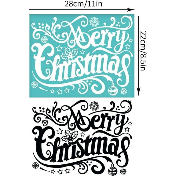 2pcs 2pcs 11x8.6 Inch Merry Christmas Self-Adhesive Silk Screen Printing Stencil Snowflake Star Mesh Stencils Christmas Theme Reusable Mesh Stencils Transfer for T-Shirt Fabric Painting