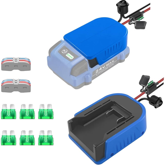 2pcs Power Wheels Adapter for Ko*balt 24V Battery, Power Station Conversion Kit with Fuses, Terminals, 14AWG Wire, Converter for Rc Car Toys, Robotics, Rc Truck