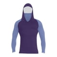 thumbnail image 3 of Men's UPF 50+ Hooded Sun Shirt, Lightweight Long Sleeve Fishing Shirt with Hood, Quick-Dry Rash Guard Sun Protective Shirt for Hiking, Beach, and Outdoor Activities Purple L, 3 of 4