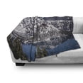 thumbnail image 3 of Nature Scene Soft Flannel Fleece Blanket, Spring Season Panoramic Photo of Snowy Mountains and Crater Lake, Cozy Plush for Indoor and Outdoor Use, 50" x 60", Dark Indigo and Sea Blue, by Ambesonne, 3 of 6