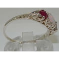 thumbnail image 4 of LBG British Made Luxury Solid 10K White Gold Natural Opal & Ruby Trilogy Ring, 4 of 7