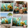 thumbnail image 5 of Spring Sunflower Outdoor Waterproof Pillow Covers, Butterfly Teal Ocean Abstract Retro Decorative Square Throw Pillowcase Sofa Cushion Sham for Patio/Couch/Chair, 18"x18" 2 Pack, 5 of 8