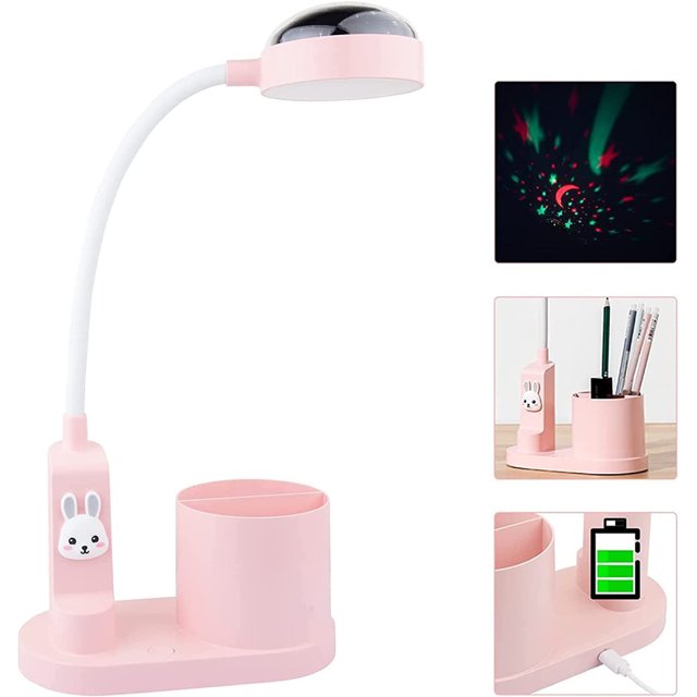 Lámpara de escritorio para niños, lámpara de noche con portalápices, lámpara de mesa que cambia de Color automáticamente, lámpara de lectura LED recargable regulable para niños Vhermosa BST3007093