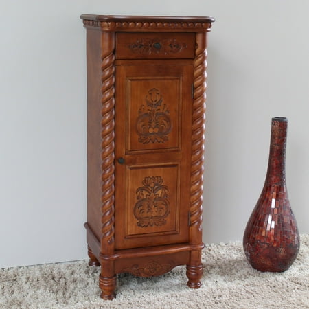 - International Caravan Windsor Hand Carved Walnut Stain Decorative Chest