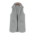 thumbnail image 7 of Busydd Women Vest Fashion Sleeveless Hooded Long Fleece Vest Casual Solid Color Open Front Winter Vest for Women with Pockets XL, 7 of 7