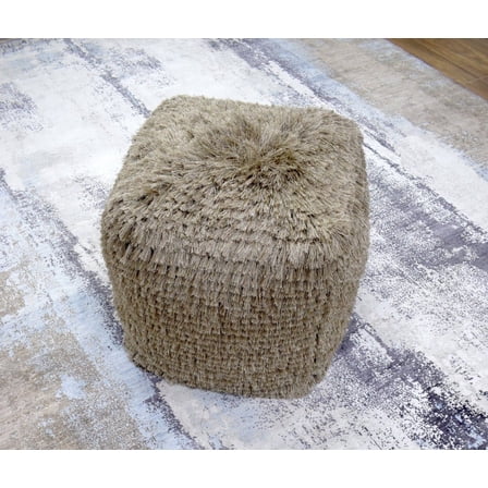 Handmade Shag Ottoman - Comfortable Chair or Footrest - Grey | TRD11