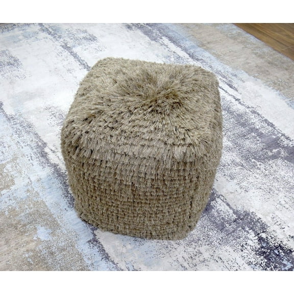 Handmade Shag Ottoman - Comfortable Chair or Footrest - Grey | TRD11