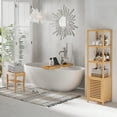 thumbnail image 4 of 20" Bamboo Shower Bench Spa Bath Stool Bathroom Organizer Storage Shelf, 4 of 10
