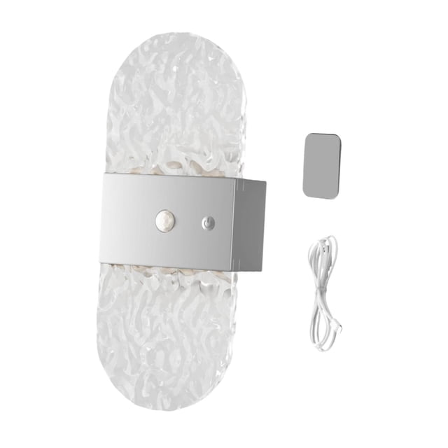 Aplique pared moderno, ajustable, inalámbrico, acrílico, LED, lámpara pared, para noche, escalera, cocina, baño, interior. Plata