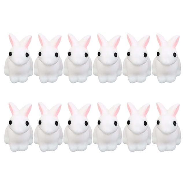 GOOHOCHY 12 piezas pequeñas artesanías de resina de conejo blanco musgo Micro decoración de conejito de paisajismo (blanco)