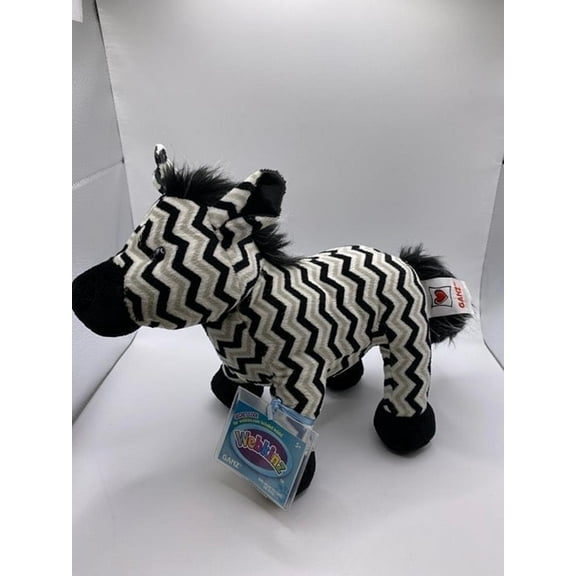 Ganz Webkinz - Zig Zag Zebra HM778 Plush (NEW WITH SEALED CODE)(BONUS 1 FUN CHOPS & 1 ZIPPER BRACELET)