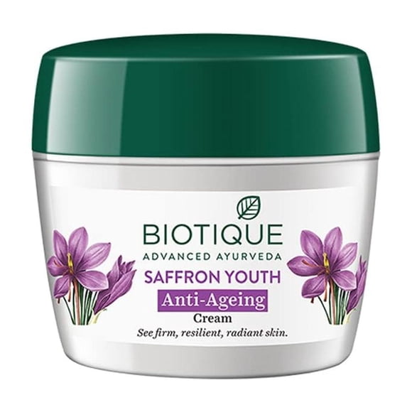 Crema de Día Nutritiva Bio Saffron Dew Biotique 175gm para Todo Tipo de Piel