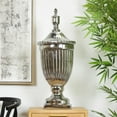 thumbnail image 2 of DecMode 12" x 32" Silver Ceramic Tall Decorative Jars with Grooves, 1-Piece, 2 of 11