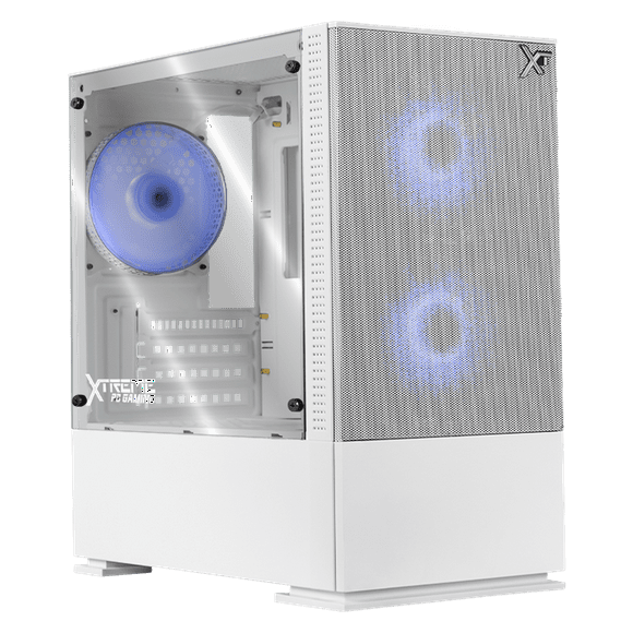 Gabinete Gamer XTREME PC GAMING Air Flow Micro Torre Micro ATX 3 FAN Mesh Cristal Templado ARGB Blanco