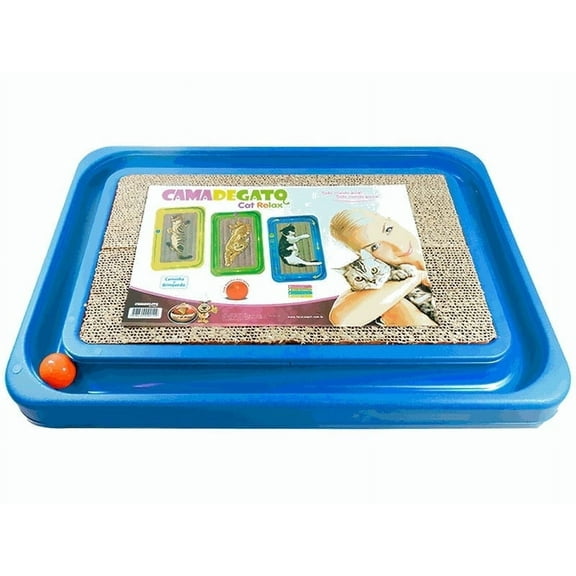 FURACÃOPET Scratch Board - 3-in-1 Cat Scratcher with Ball & Ball Track, Plastic Cat Toy & Bed