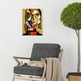 thumbnail image 2 of Painting Cubism Style Portrait Of Young Woman Beige And Brown Unframed Wall Art Print Poster Home Decor, 2 of 3