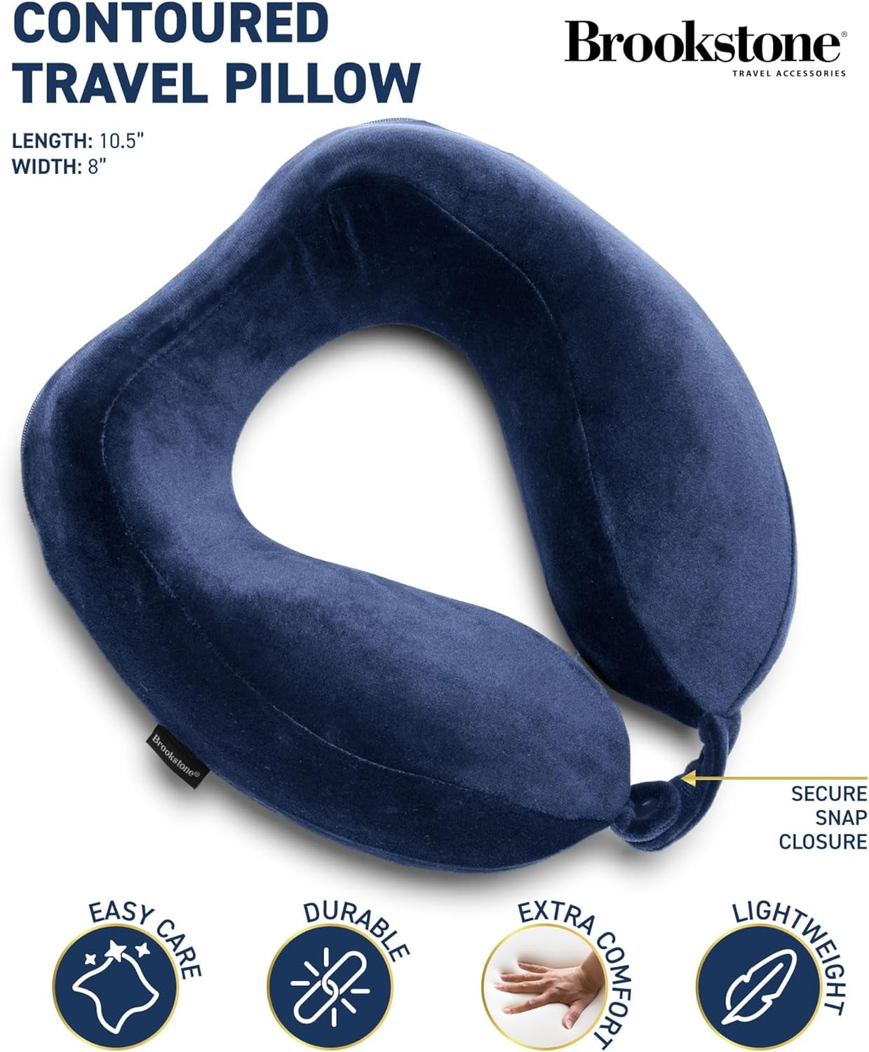 Brookstone Contoured Memory Foam Head and Neck Travel Pillow