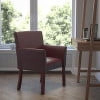 Emma   Oliver Burgundy LeatherSoft Executive Side Reception Chair with Mahogany Legs
