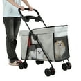 thumbnail image 3 of AquaAurix Dog Stroller, 4 Wheel Pet Cage Foldable Travel Jogging Carriage Stroller,5 Ventilation Windows & Removable Tray for Small/Medium Dogs Pink, 3 of 7