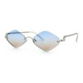 thumbnail image 4 of Womens Upside Down Half Rim Diamond Shape Rimless Metal Frame Sunglasses Silver - Blue Brown, 4 of 8