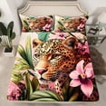 thumbnail image 2 of Manfei Kawaii Rustic Cheetah Twin Sheet Sets for Teen, 3D Woodland Wildlife Twin Fitted Sheet, Pink Floral Flat Sheet, Ultra Soft Bedroom Decor, 3pcs, 2 of 7
