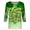 thumbnail image 4 of Mceream St Patricks T-Shirt pour Femmes Manches 3/4 Drôles Hauts Mignons Décontractés Col Rond T-Shirts Graphiques Trèfle Imprimé Floral 2026 Blouses Grande Taille Vert P, 4 of 5