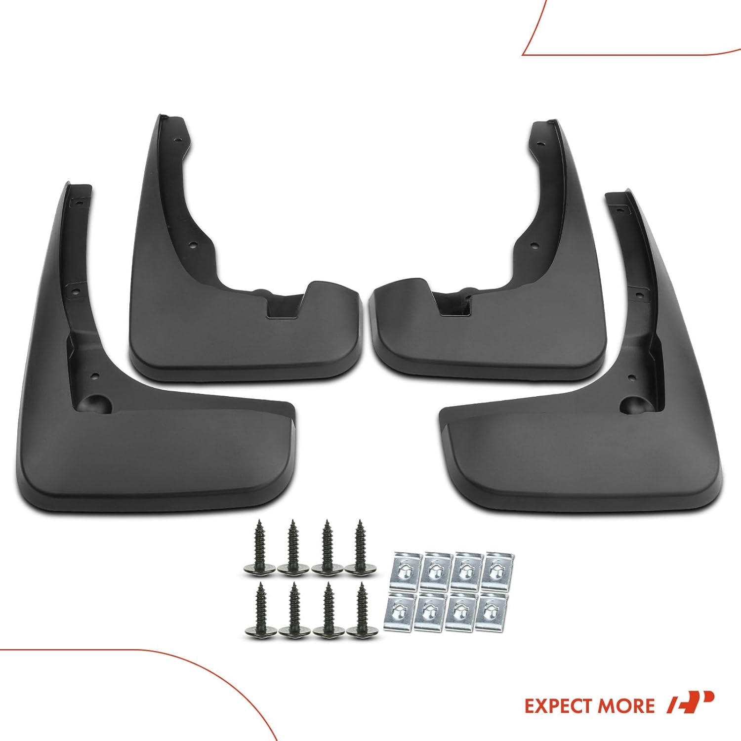 A-Premium Set of 4PCS Mud Flaps Splash Guards Mudguards Mudflaps with Hardware Accessories Compatible with Toyota Prius, 2004-2009, Hatchback, 1.5L, Black, Front and Rear (Driver & Passenger Sides)