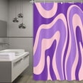 thumbnail image 3 of Cute Purple Shower Curtain, Aesthetic 70s Abstract Wavy Swirl Shower Stall Curtain Set with Hooks, Retro Boho Funky Bathroom Accessories Fabric Bath Curtains 36 x 72 Inch, 3 of 5