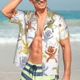 thumbnail image 5 of Picia Cartoon Monkey Gentle Cotton Regular Fit Short Sleeve Casual Hawaiian Shirt for Men-Medium, 5 of 9