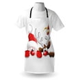 thumbnail image 3 of Christmas Apron Funny Christmas Santa Claus and Reindeer Peeking Cartoon Style Humor, Unisex Kitchen Bib Apron with Adjustable Neck for Cooking Baking Gardening, Vermilion Caramel White, by Ambesonne, 3 of 3