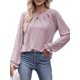 thumbnail image 2 of Camisas de Larga para Mujer, Moda Otoño 2025, Blusas Elegantes e Informales, Blusas Tipo Túnica Plisadas con Cuello Redondo. Púrpura S, 2 of 10