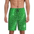 thumbnail image 1 of Balery Shiny round green sequins Pantalones cortos de pijama de punto de algodón para hombre con cinturilla y bolsillos-X-Large, 1 of 6