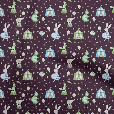 oneOone Polyester Spandex Dark Chocolate Fabric Circus Sewing Craft Projects Fabric Prints By Yard 56 Inch Wide