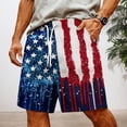 thumbnail image 2 of XIAONU Men's Glitter Flag Print Board Short Above Knee Drawstring Waist Trunks Lightweight Bold Patriotic Shorts, 2 of 4