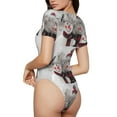 thumbnail image 3 of Balery Women'Schristmas Snowman With Hat Crew Neck Round Neck Short Sleeves Slim Fit Casual Basic Extender Bodysuit Daily Jumpsuit T Shirts-Small, 3 of 9