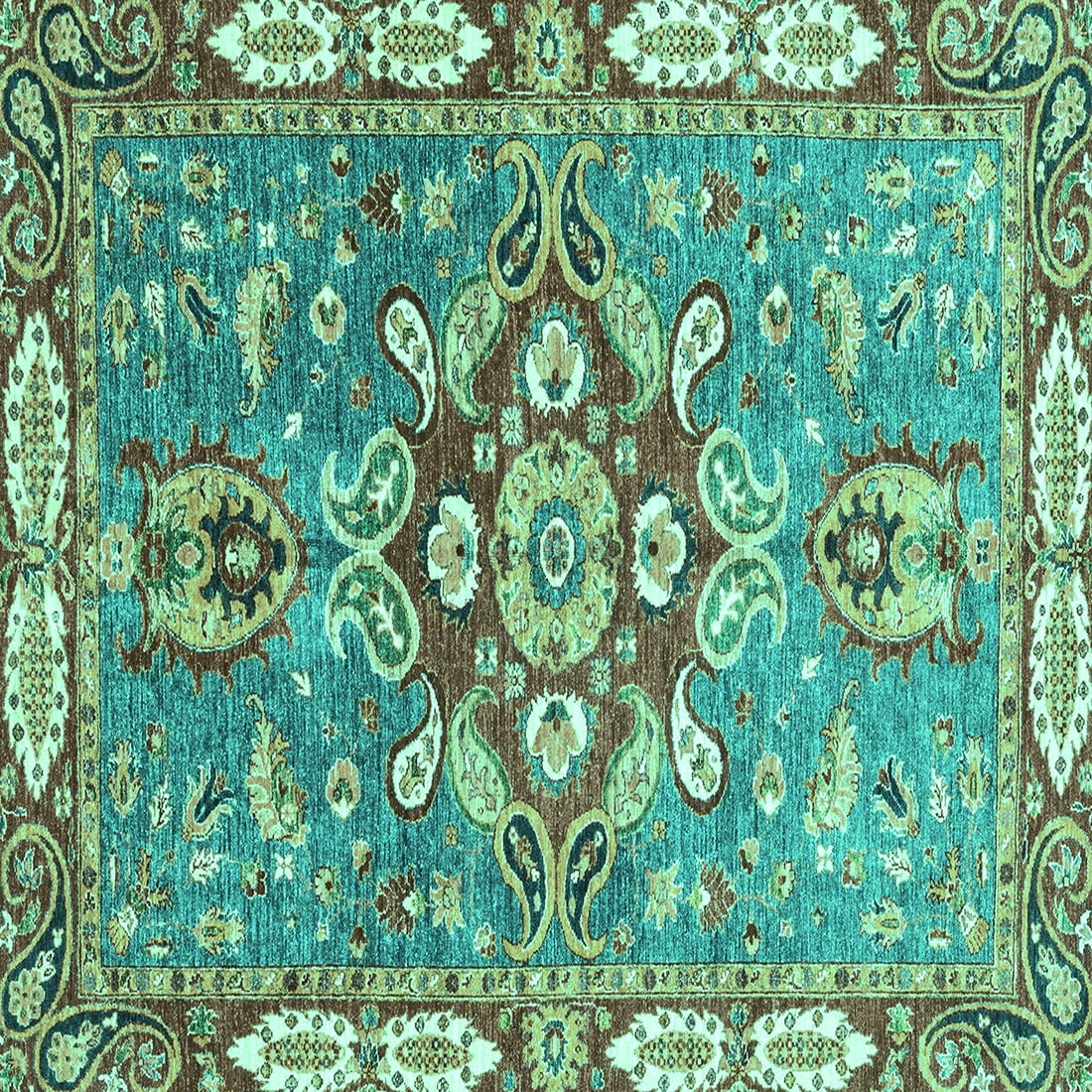 Ahgly Company Indoor Square Geometric Turquoise Blue Traditional Area ...