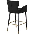 thumbnail image 2 of Maklaine Velvet Bar Stool Chair Set of 2 in Black - Semi-circle Seat & Footrest, 2 of 8