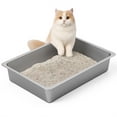 thumbnail image 1 of Arenera para Gatos Kirecoo de Acero Inoxidable Grande con Entrada Baja, 1 of 8