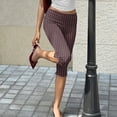 thumbnail image 5 of Women Y2K Fold Over Capri Leggings Elastic High Waist Knee Length Stretch Yoga Pants Slim Fit Going Out Crop Trouser, L, 5 of 8