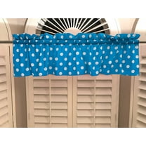 cotton polka dots window valance 58 wide white on turquoise