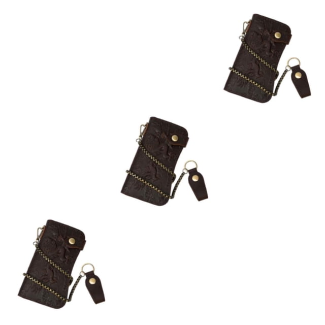 Sonducket Cartera de cuero para hombre con cadena, carteras antirrobo con cremallera, tarjetero, monedero de bolsillo Retro, dragón de viaje Type1 NO1