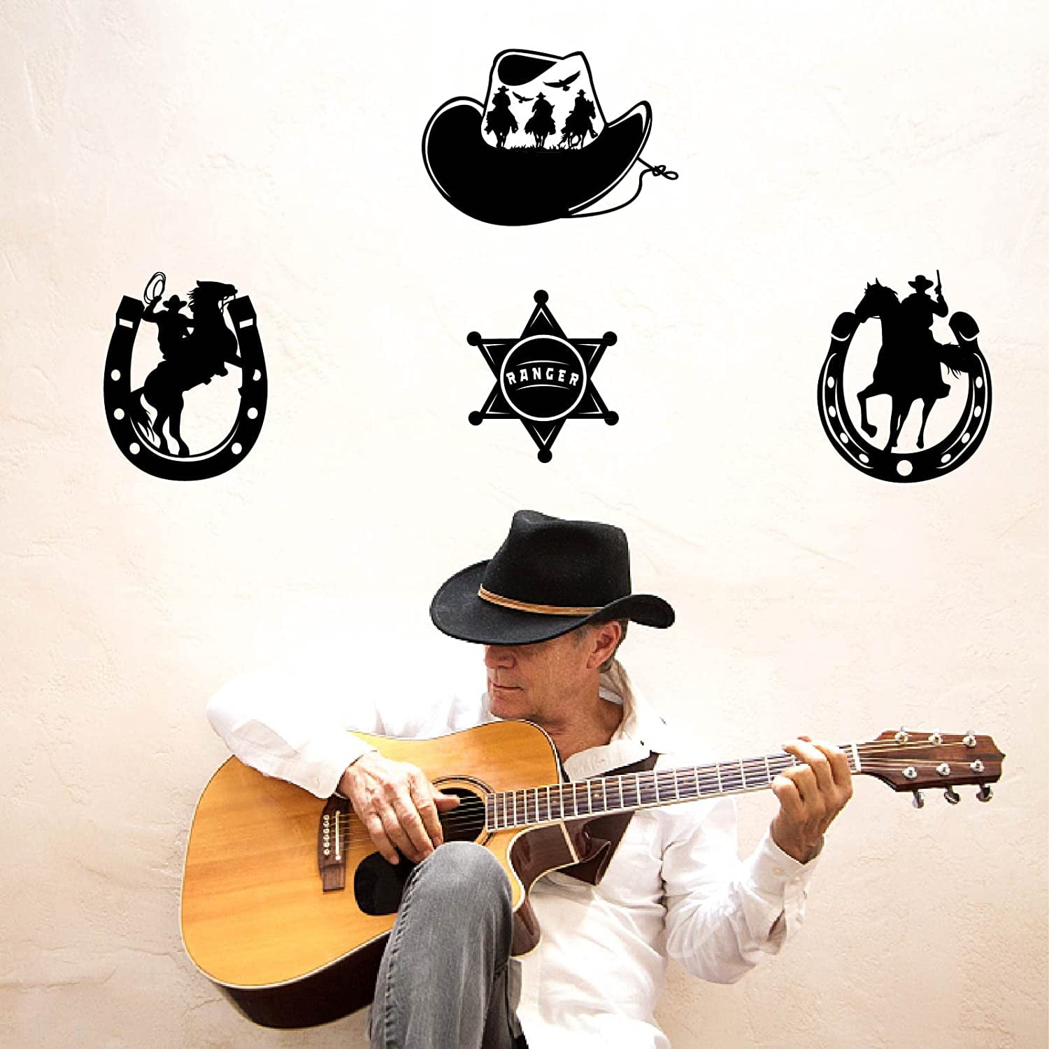 Cowboy Boots Wall Decals Cowboy Hats Vinyl Wall Stickers Rustic Western  Wall Decor Cowboy Riding Horse Wall Decorations for Club Home Bedroom  Decorations Wall Sticker Vinyl Transfer DIY - Walmart.com, image size:1500x1500