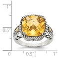 thumbnail image 4 of 14K Two-Tone Gold Ring Band Gemstone Yellow Citrine Cushion, 4 of 6