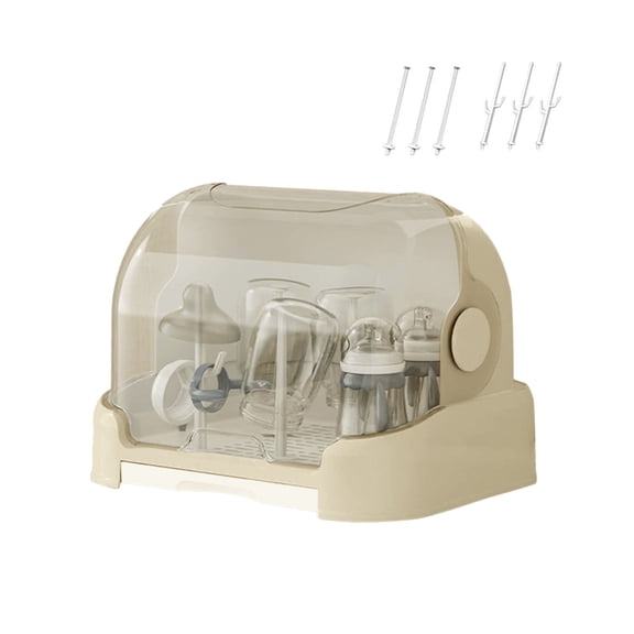 Baby Bottle Drying Rack With Lid Baby Bottle Storage With Removable Drain Tray Space Saving Baby Bottle Rack Dryer Reusable Bottle Rack Holder For Baby 32X26X25.5Cm Utility