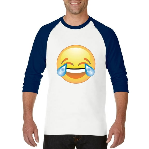 Artix - Mens Raglan Sleeve Baseball T-Shirts - Emoji Laughing Tears