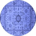 thumbnail image 1 of Ahgly Company Machine Washable Indoor Round Oriental Blue Industrial Area Rugs, 3' Round, 1 of 4