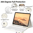 thumbnail image 4 of kenke for iPad 11/10th Gen Case with Keyboard 11/10.9 inch 2025 A16/2022, Detachable Wireless Bluetooth Keyboard Case Thin & Light with Built-in Left Side Pencil Holder, White Square Keycaps, White, 4 of 8