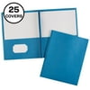 Two Pocket Folders with 3 Prong Fasteners, 25 Blue Folders (47976)